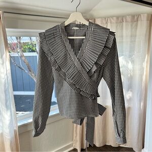 AMT Gingham Ruffle Blouse